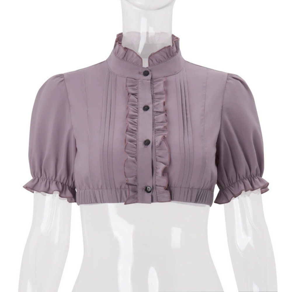 Zara Spring Ruffle Trim Lantern Sleeve Blouse - Picture 6 of 6